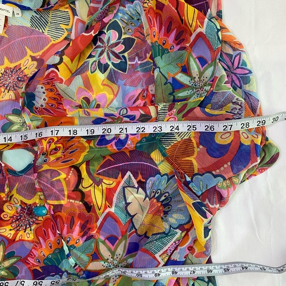 BLEU ROD BEATTY Make it Pop Multicolor Floral Chiffon Swim Coverup Dress SZ 2X - Picture 7 of 8